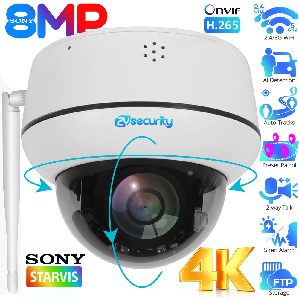 Caméra dôme PTZ 4K 8 MP — suivi automatique Vigilo