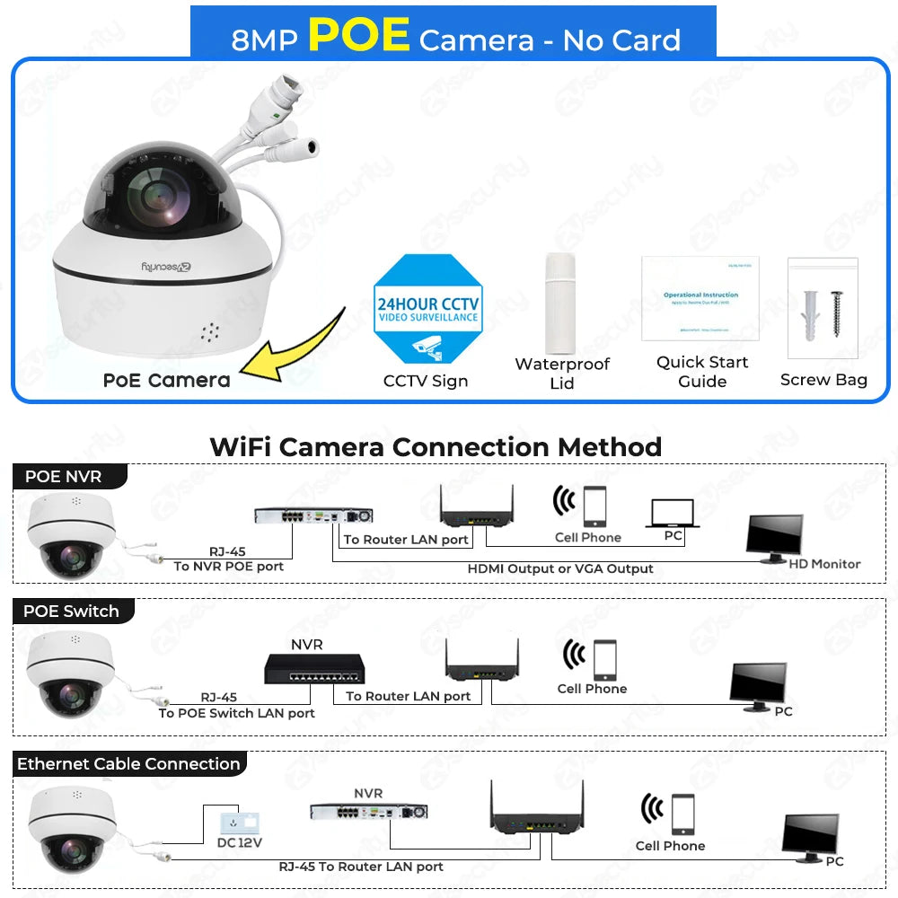 Caméra dôme PTZ 4K 8 MP — suivi automatique Vigilo
