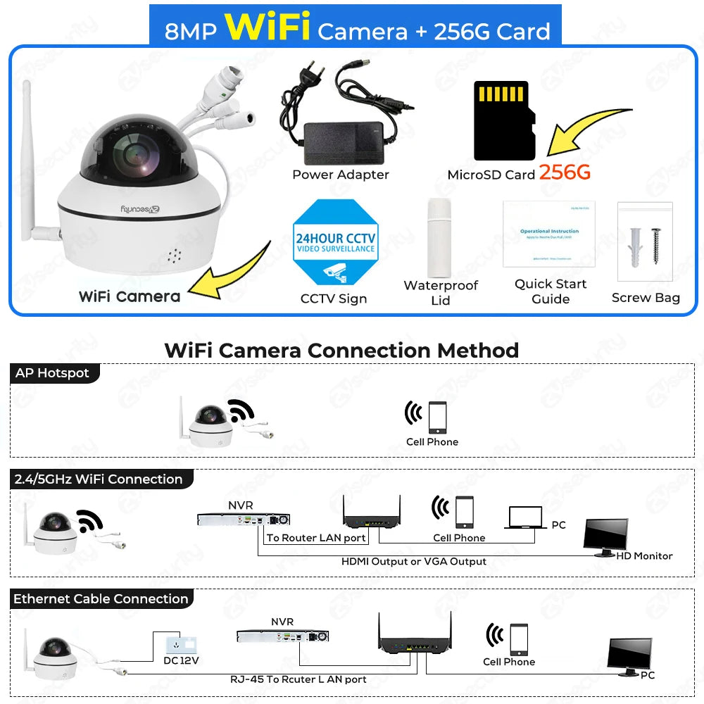 Caméra dôme PTZ 4K 8 MP — suivi automatique Vigilo