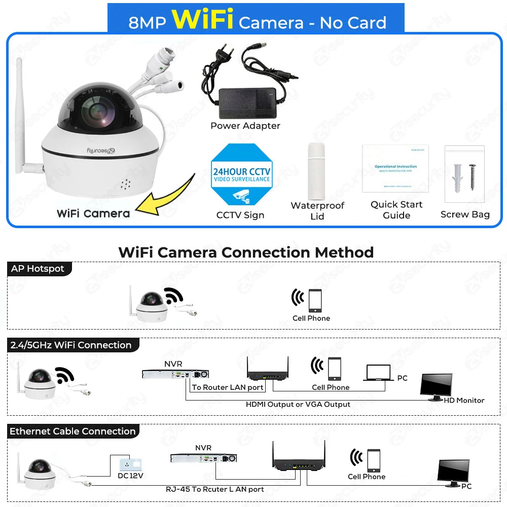 Caméra dôme PTZ 4K 8 MP — suivi automatique Vigilo