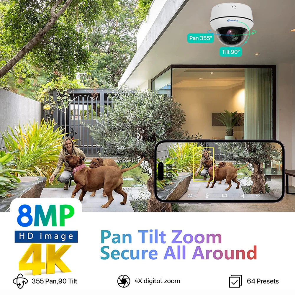 Caméra dôme PTZ 4K 8 MP — suivi automatique Vigilo