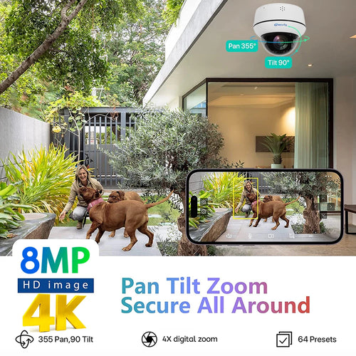 Caméra dôme PTZ 4K 8 MP — suivi automatique Vigilo