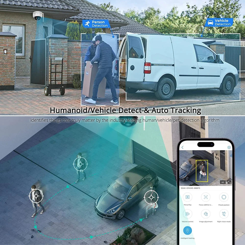 Caméra dôme PTZ 4K 8 MP — suivi automatique Vigilo