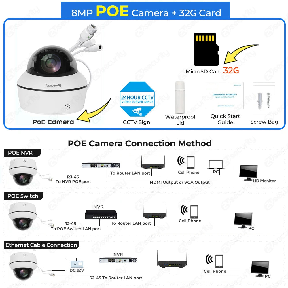 Caméra dôme PTZ 4K 8 MP — suivi automatique Vigilo