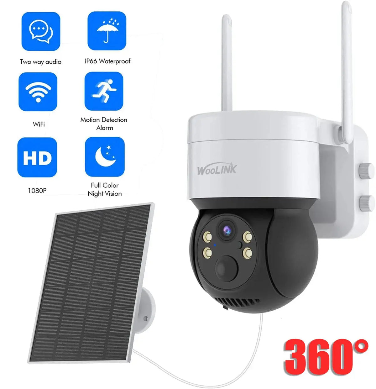 Caméra solaire rotative 4 MP — sans fil Vigilo